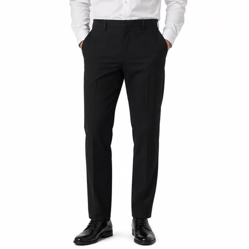 Perry Ellis Portfolio Mens Slim Fit Black Dress Pants Trousers 33x32